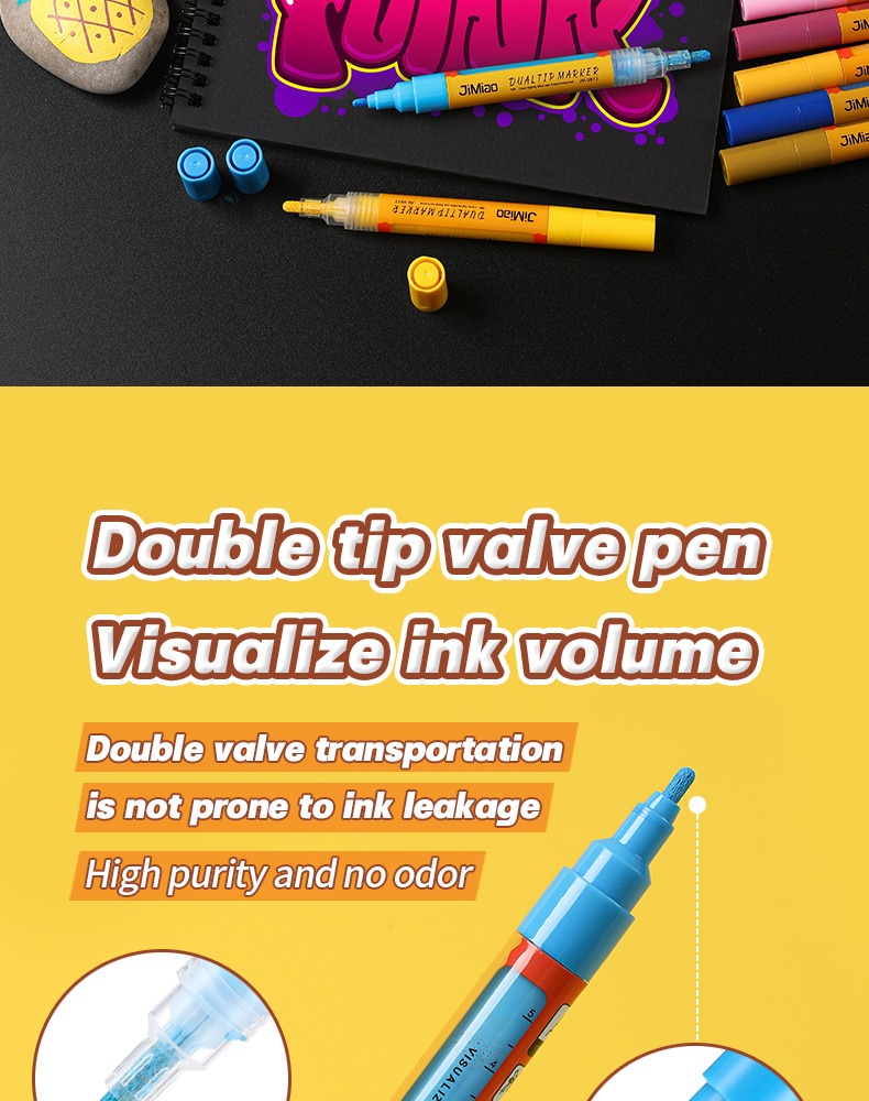  Double-headed Valve Acrylic Drawing Marker Set