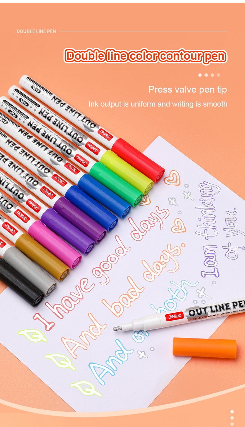 double line color contour pen-Contour Drawing Coloring Markers Set