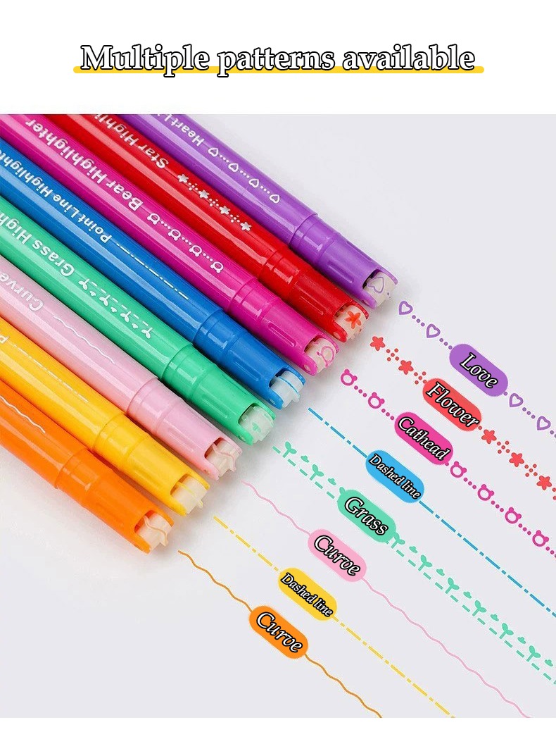 Multiple patterns available-Curve Highlighter Drawing Markers Set