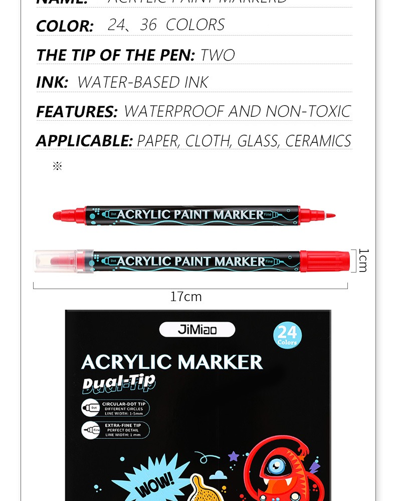 product information-Dual Tip Acrylic Drawing Markers Set