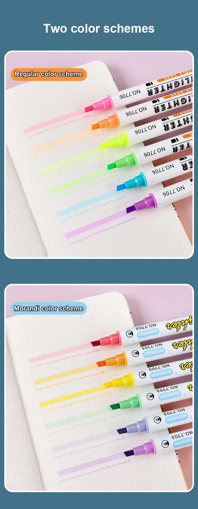 two color schemes-Double-Headed Colorful Markers Set