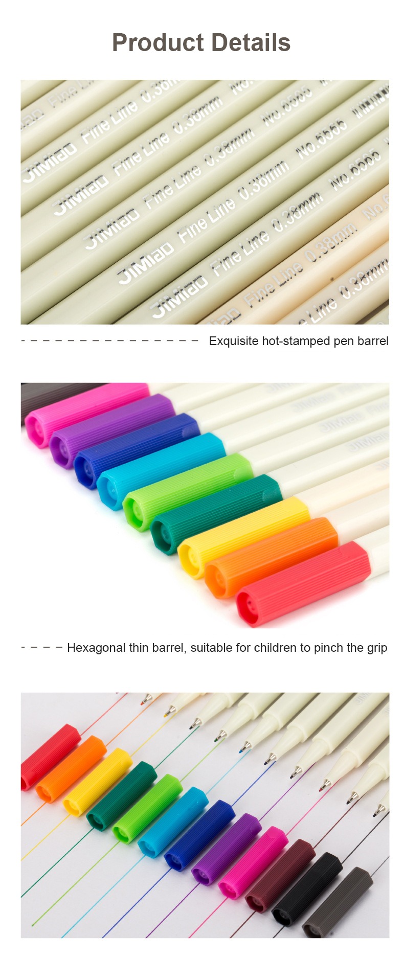 product details-Needle Tip Acrylic Colorful Markers Set