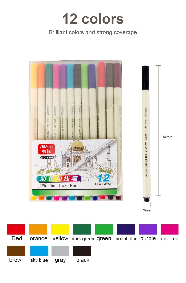 12 colors-Needle Tip Acrylic Colorful Markers Set