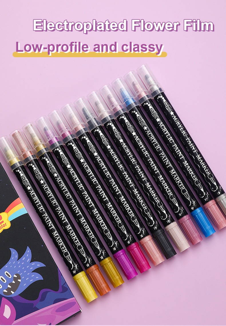 Double-Headed Acrylic Metal Coloring Markers Set