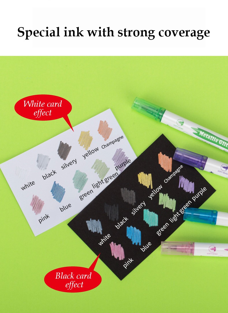 Special ink with strong coverage-Metallic Colorful Drawing Markers Set