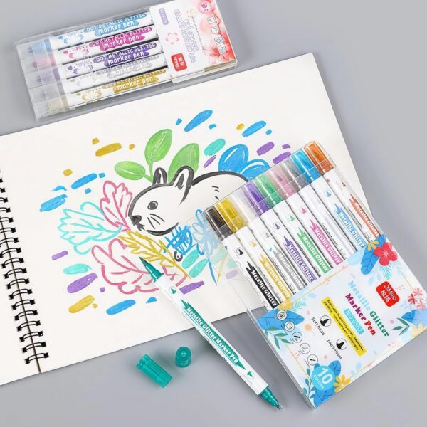 Metallic Colorful Drawing Markers Set